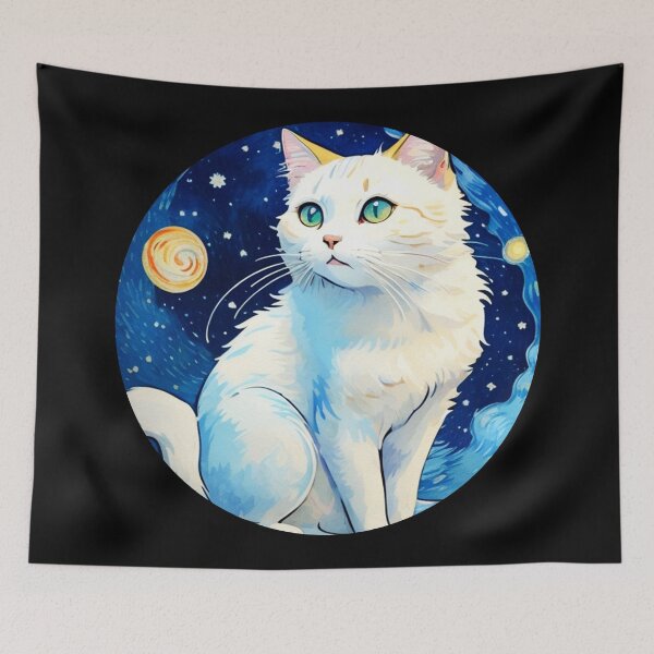 Item preview, Van gogh Starry Night White Kitten  designed and sold by Vangoholic.