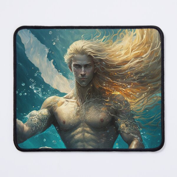 Item preview, Angelic Blue Eyed Merman with Golden Blonde Flowing Hair in Aqua Hues! designed and sold by Dragonstrom.