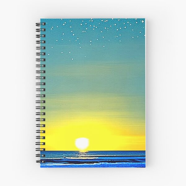 Item preview, Tropical sunset at night linograph folk art designed and sold by Earth Nature Creations.