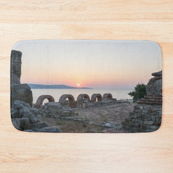 Item preview, Nessebar Sunrise over Holy Mother of God Eleusa Basilica Ruins designed and sold by Georgia Mizuleva.