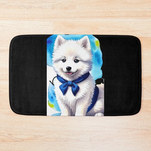 Item preview, Fluffy Wonder - Adorable Baby Samoyed Watercolor - Light Blue Background designed and sold by Mechanical-Artt.