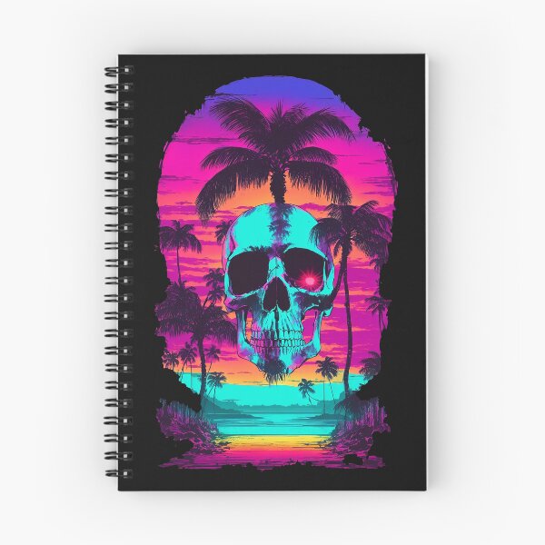 Item preview, Neon hipster skull in marine style with sunset designed and sold by Artificial001.
