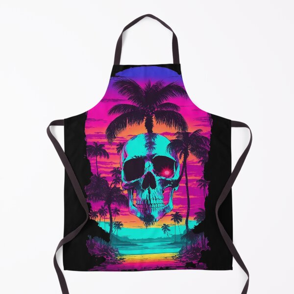 Item preview, Neon hipster skull in marine style with sunset designed and sold by Artificial001.