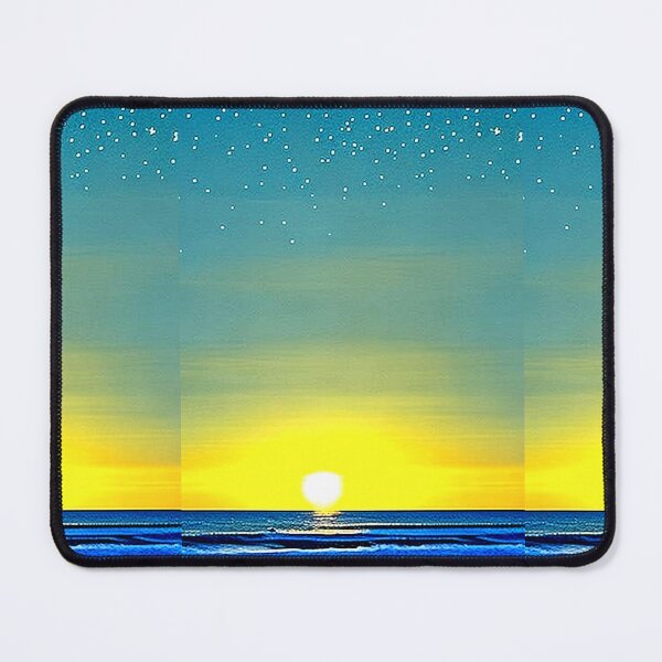 Item preview, Tropical sunset at night linograph folk art designed and sold by Earth Nature Creations.
