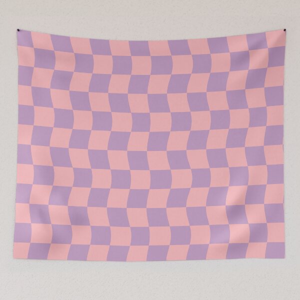 Item preview, Danish Pastel Pink Purple Wavy Checkerboard Pattern designed and sold by JessicaAmber.