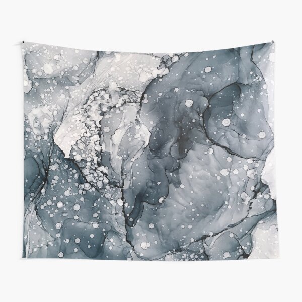 Icy Payne's Grey Abstract Bubble / Snow Painting Tapestry