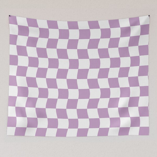 Item preview, Danish Pastel Purple White Wavy Checkerboard Pattern designed and sold by JessicaAmber.