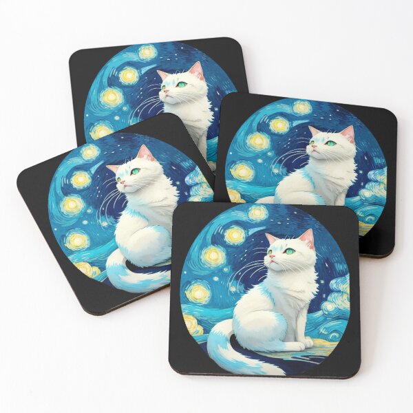 Item preview, Van gogh Starry Night White Kitten  designed and sold by Vangoholic.