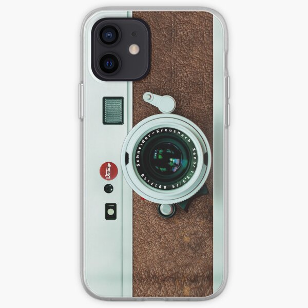 Cámara clásica de cuero marrón retro Vintage Old Funda blanda para iPhone