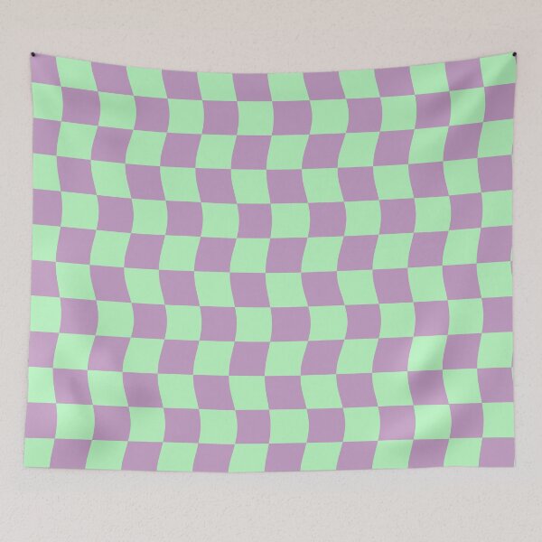 Item preview, Danish Pastel Purple Green Wavy Checkerboard Pattern designed and sold by JessicaAmber.