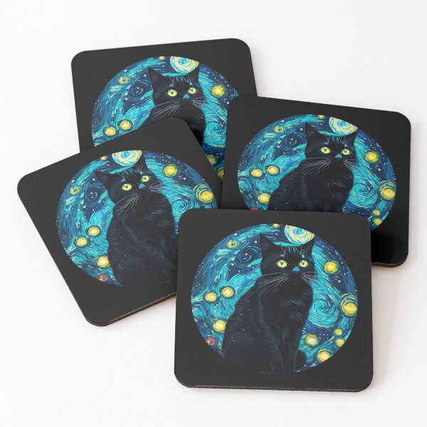 Item preview, Van gogh Starry Night Black Kitten  designed and sold by Vangoholic.