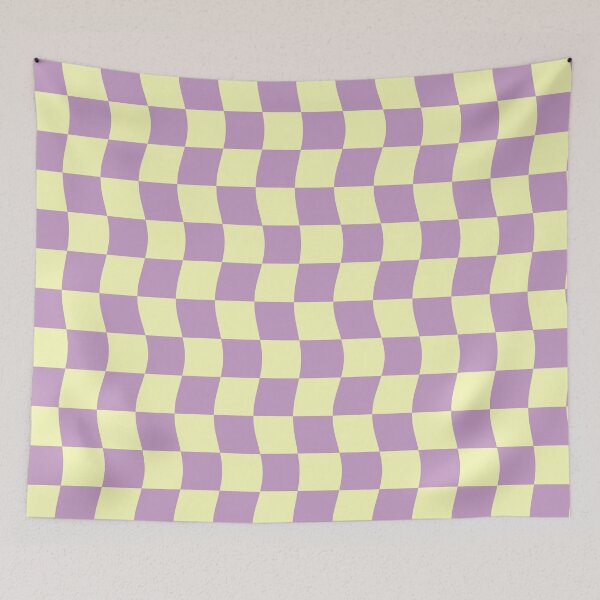 Item preview, Danish Pastel Purple Yellow Wavy Checkerboard Pattern designed and sold by JessicaAmber.