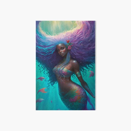 Dark-Skinned Mermaid in Colorful Hues with Flowers In Hair! Art Board  Print for Sale by Dragonstrom