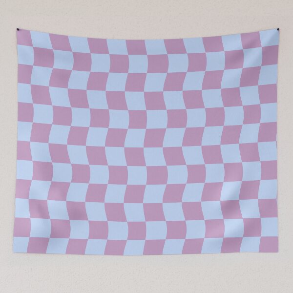 Item preview, Danish Pastel Purple Blue Wavy Checkerboard Pattern designed and sold by JessicaAmber.