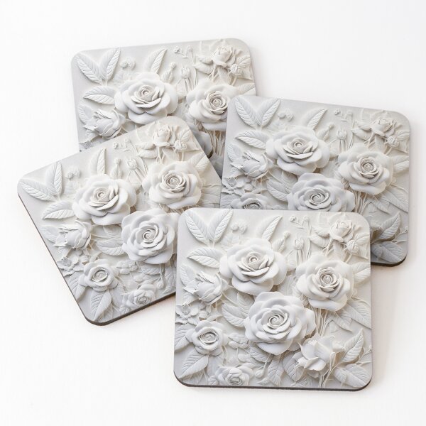 Item preview, 3d roses white ivory carved marble  look  designed and sold by Inktown.
