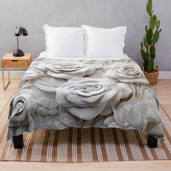Item preview, 3d roses white ivory carved marble look designed and sold by Inktown.