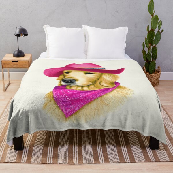 Item preview, Hot Pink Cowboy Golden Retriever designed and sold by pocketart2023.