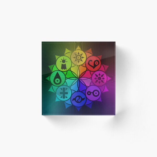 Digimon Crests Mandala Acrylic Block