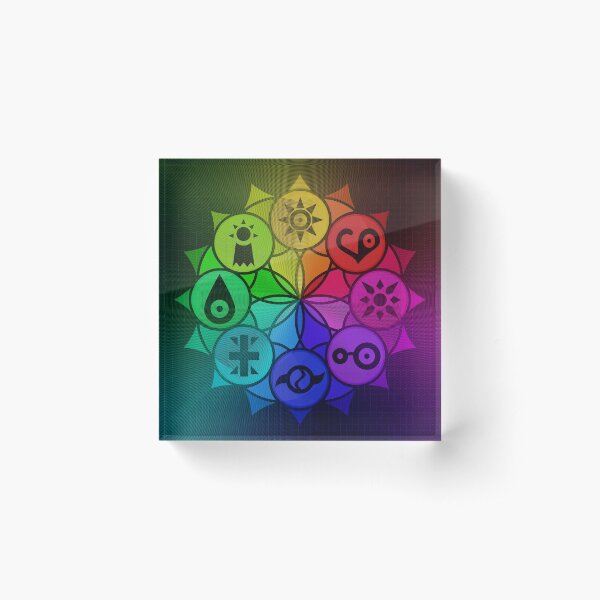 Digimon Crests Mandala Acrylic Block