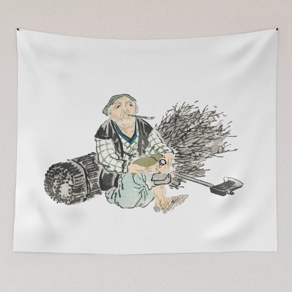 Item preview, Smoking farmer with branches by Kōno Bairei (1844-1895) designed and sold by 5b2f.