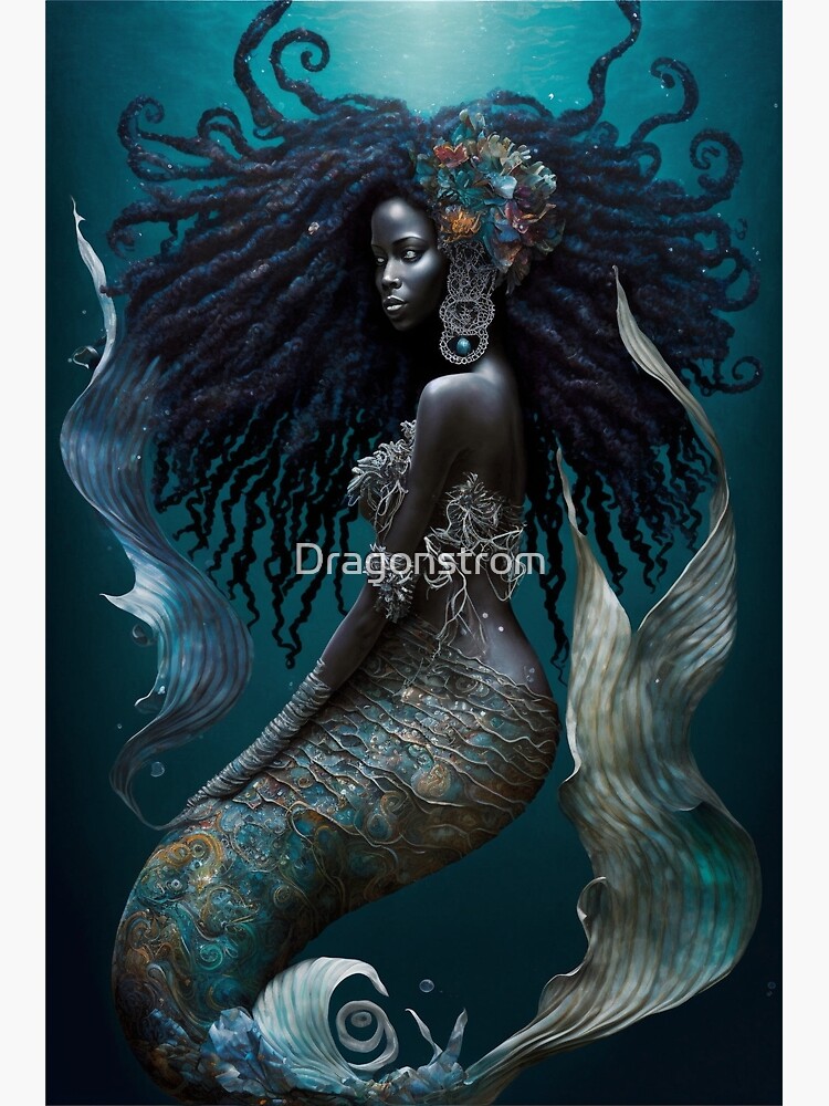 Exotic Ornate Mermaid in Rich Aqua Hues Poster for Sale by Dragonstrom