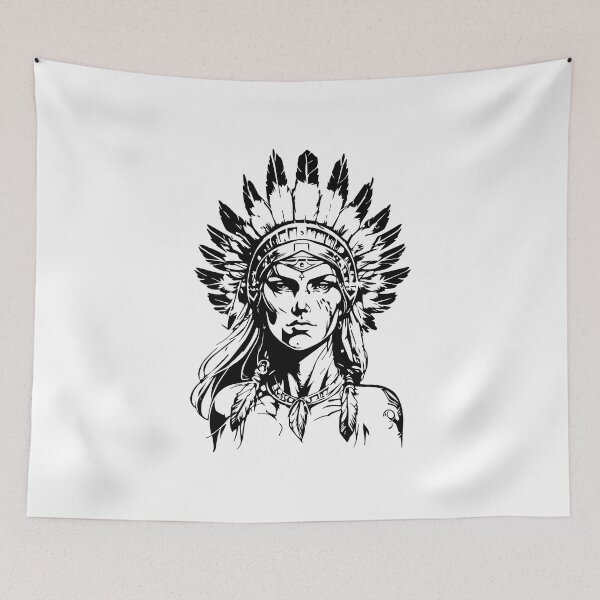 Item preview, Beautiful girl wearing native chief headdress designed and sold by TirrellColister.
