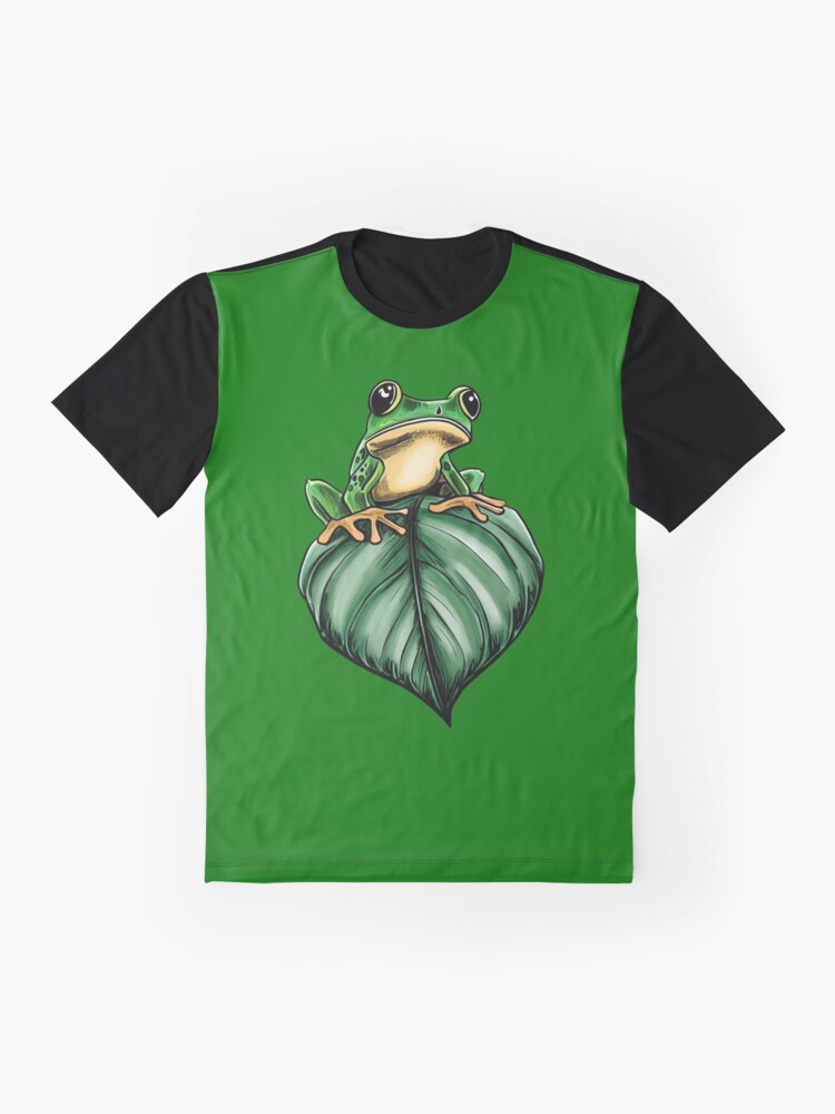 Thumbnail 4 of 5, Graphic T-Shirt, Frog flying on a leaf designed and sold by GroundhogMs.