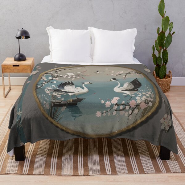 Item preview, Two white birds flying over a body of water designed and sold by AFUNARTZ.