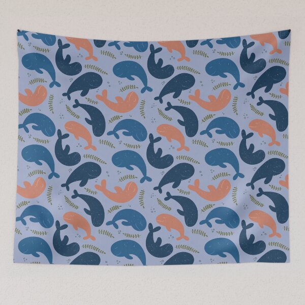 Item preview, Funny Whale Pattern Blue designed and sold by HeartPieces.