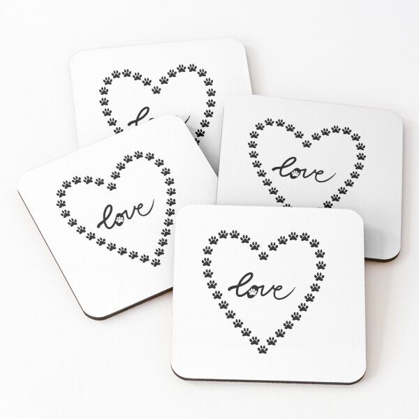 Aperçu de l'œuvre Amour avec empreinte d'animal de compagnie avec graphique de symbole de patte et de coeur créée et vendue par RubyCollection.