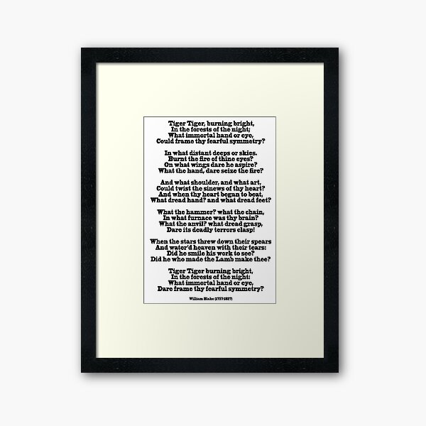 BLAKE. The Tiger. Poem by William Blake. 1757-1827. Framed Art Print