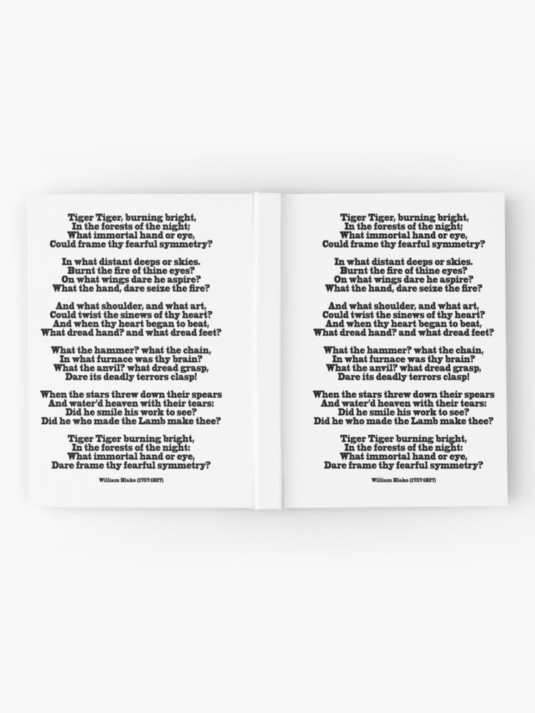 Blake The Tiger Poem By William Blake 1757 17 Hardcover Journal By Tomsredbubble Redbubble