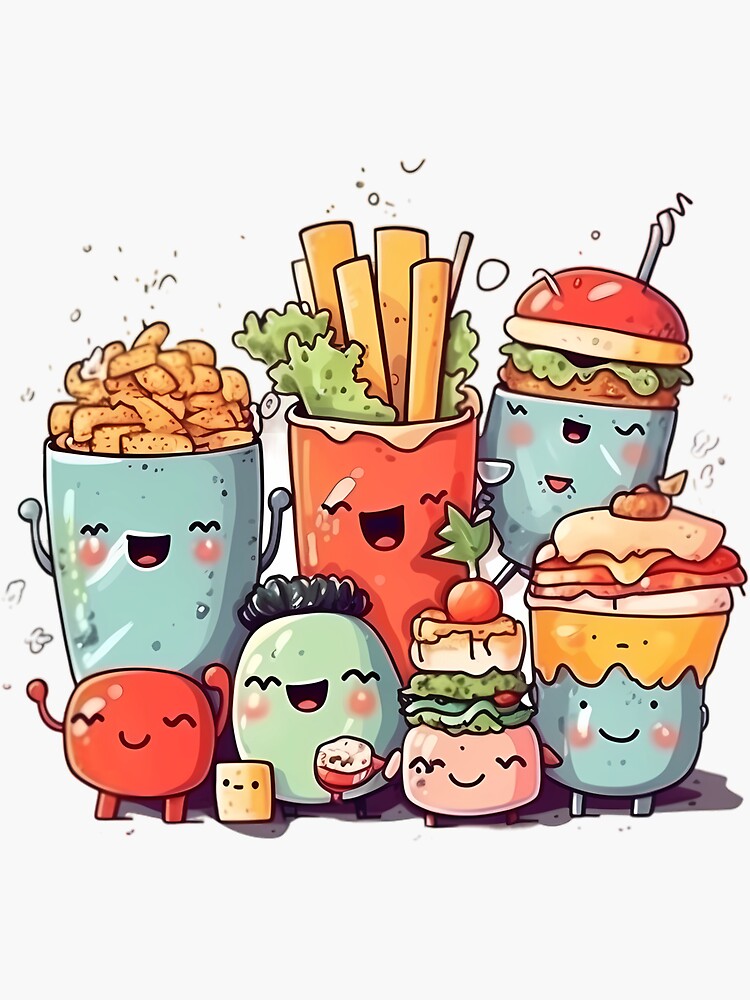 Cute Food Stickers, Food Kawaii Stickers Set (2542471)