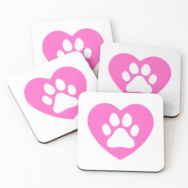 Item preview, Heart shape paw print pink pattern designed and sold by RubyCollection.