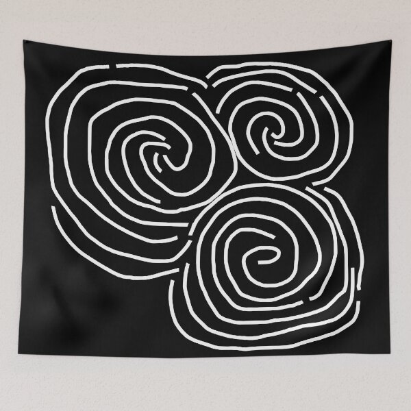 Item preview, Celtic Spiral Irish Roots White Line Drawing Newgrange designed and sold by ellenhenry.