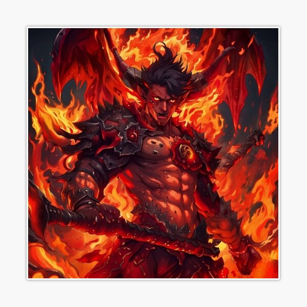 Anime Lucifer in the Gates of Hell Sticker for Sale by IdesignStudio77