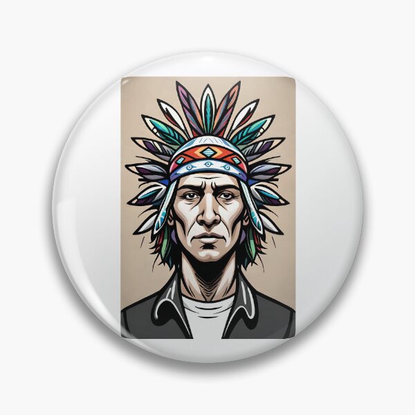 Item preview, American Indian man with bird feathers portrait designed and sold by TirrellColister.