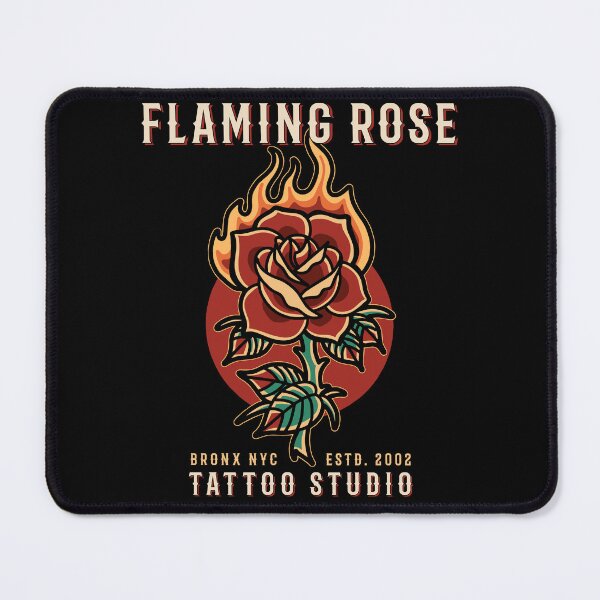 Item preview, Flaming Rose, Neo Traditional, Old School Tattoo, Bronx, New York designed and sold by Proverbial Wisdom Design.