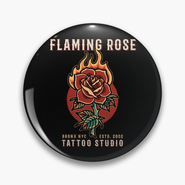 Item preview, Flaming Rose, Neo Traditional, Old School Tattoo, Bronx, New York designed and sold by Proverbial Wisdom Design.