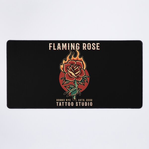 Item preview, Flaming Rose, Neo Traditional, Old School Tattoo, Bronx, New York designed and sold by Proverbial Wisdom Design.