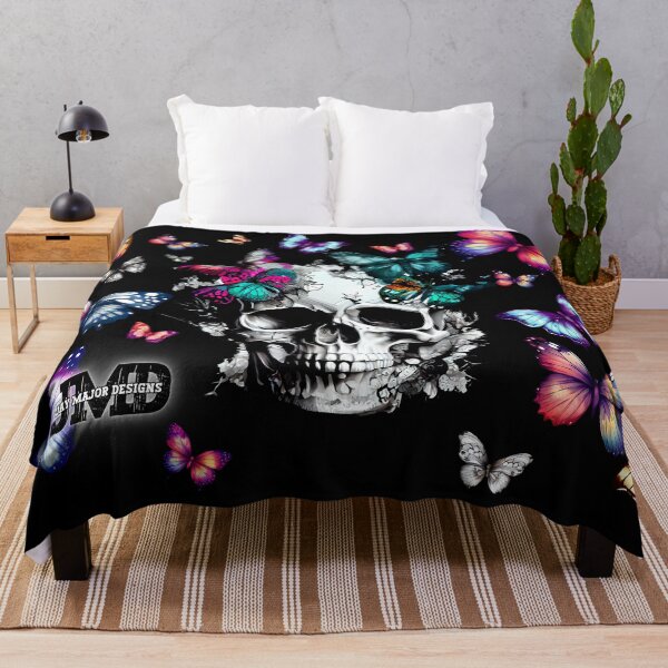 Item preview, Skull with Butterflies on Black Background 6 of 6 designed and sold by Jenson Major.