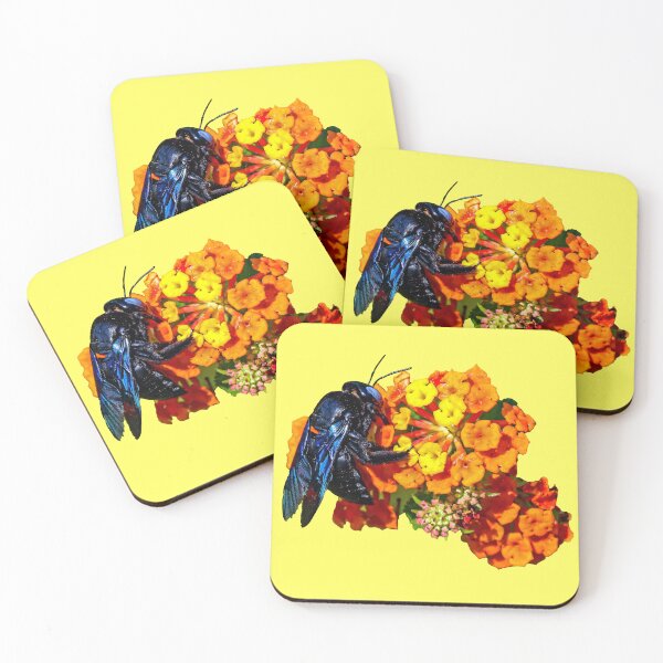 Item preview, Blue Carpenter Bee on an orange flower designed and sold by Dalyndigital Photography.