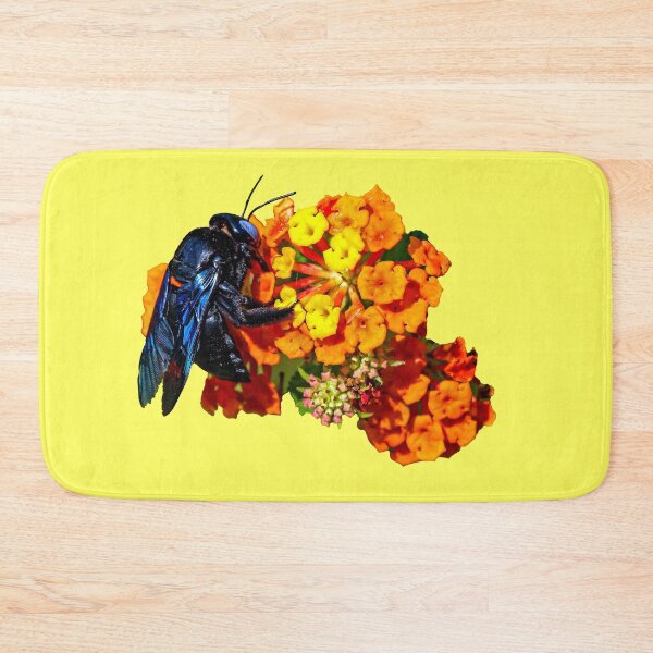 Item preview, Blue Carpenter Bee on an orange flower designed and sold by Dalyndigital Photography.