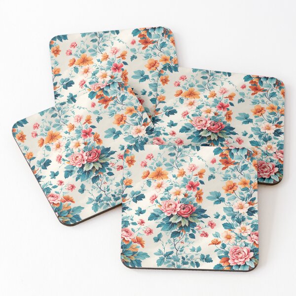 Item preview, bright, colourful flowers-of-life repeating flower pattern designed and sold by flashyflowers.