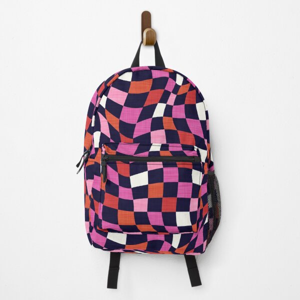 Item preview, Warped Check - Pinks on Dark Indigo designed and sold by appleyards.