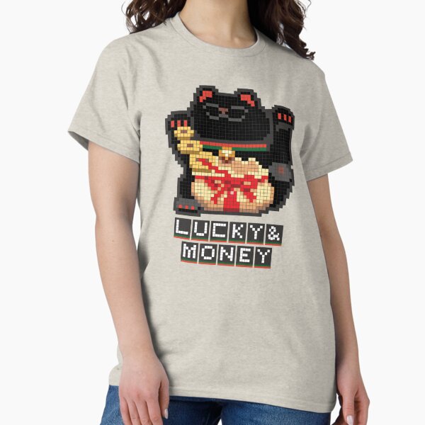 Item preview, Kuro Maneki Neko Lucky & Money Japanese chubby black cat pixel art designed and sold by SetthaSK.