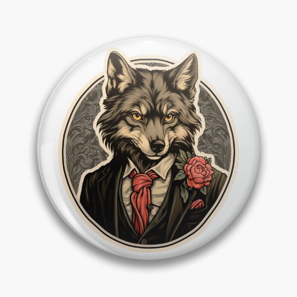 Item preview, Goth vintage wolf with rose designed and sold by Forest Alchemist.