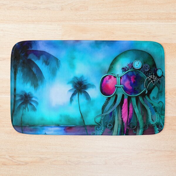 Item preview, Metallic Look Octopus Retro Futuristic Style on Beach at Night - AI Art 1 of 8 designed and sold by Beachy.
