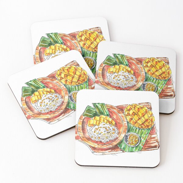 Item preview, Thai mango sticks rice watercolor designed and sold by Shevi.