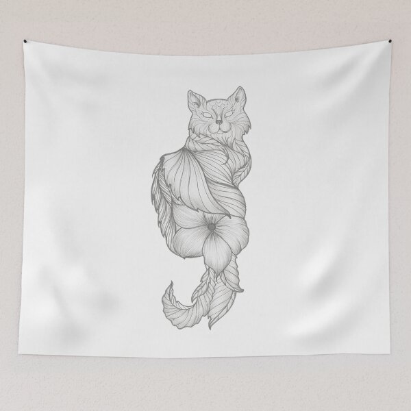Item preview, Cat inside a flower black and white  designed and sold by Arte-Vivo.